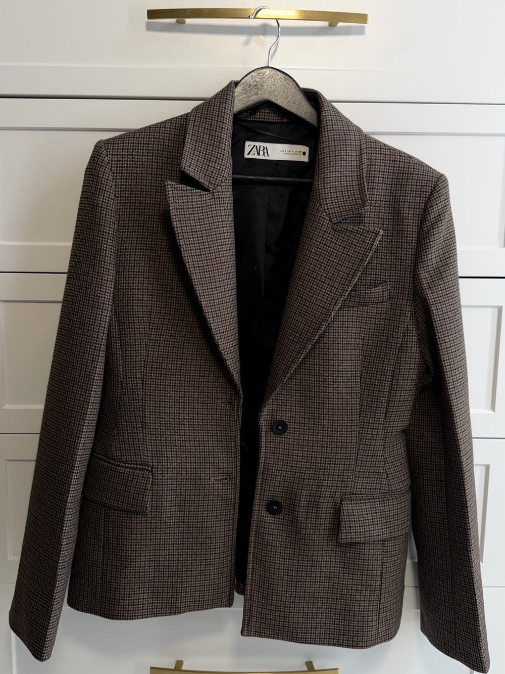 ZARA Brown Check Tailored Blazer